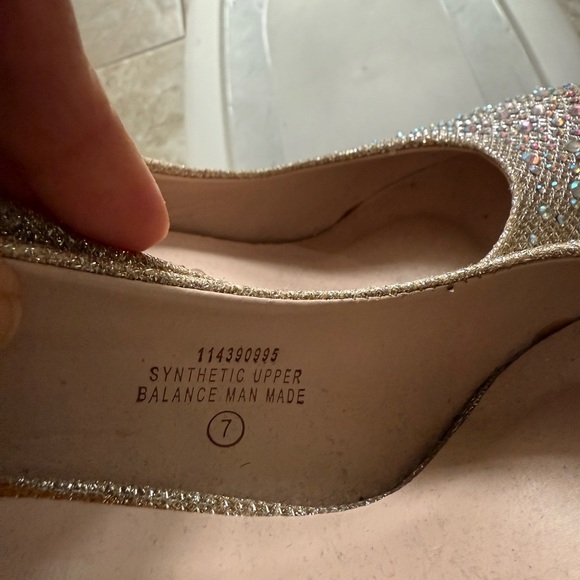 De Blossom Collection Gold Crystal Embellished Heels - Picture 7 of 11